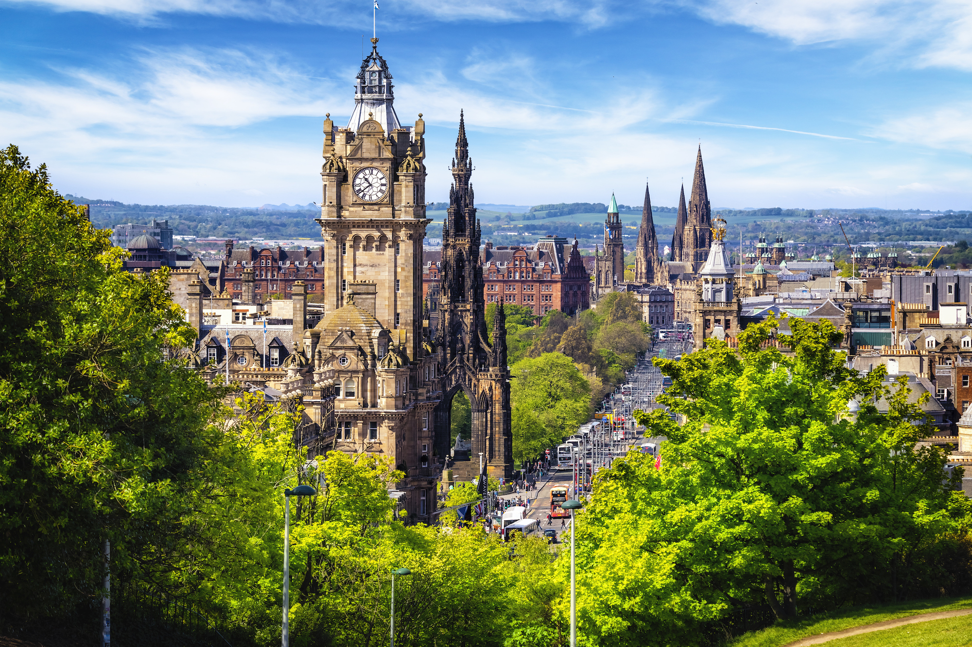 View of churches in Edinburgh, Scotland